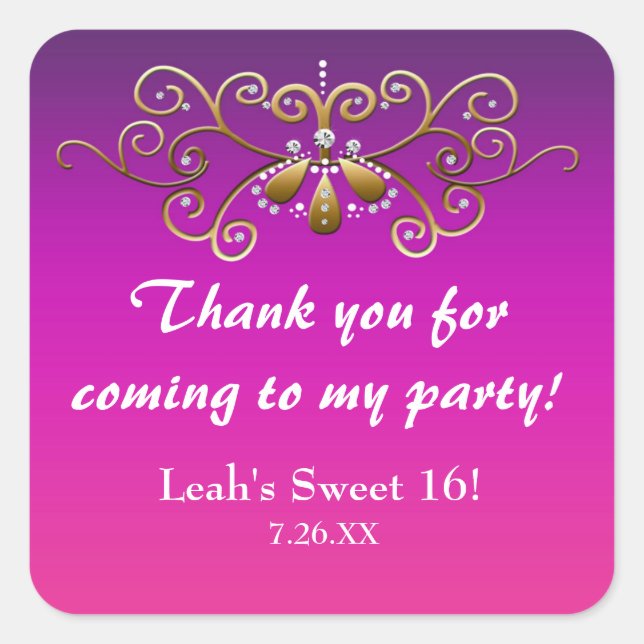 Pegatina Fiesta de oro rosado púrpura de la prince (Anverso)