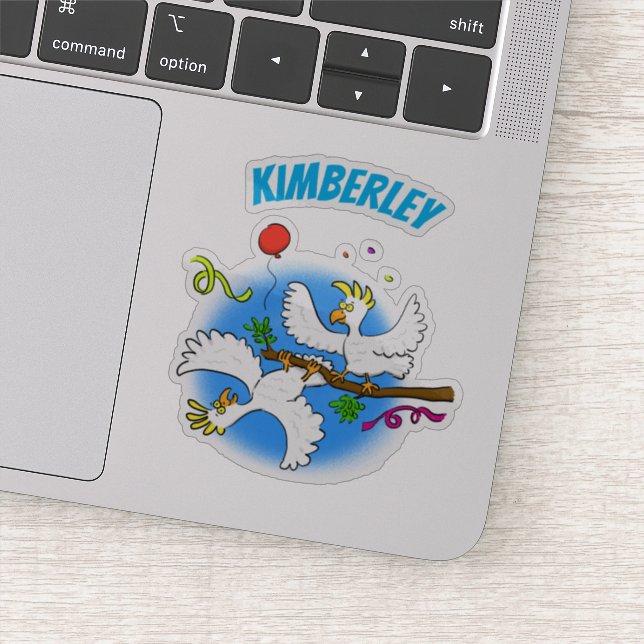 Pegatina Fiesta de pájaros de cacatúa graciosa (Detalle)