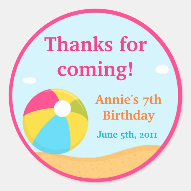 Pegatina Fiesta de personalizable Beach (Anverso)