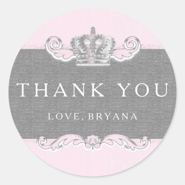 Pegatina Fiesta de princesa rosa vintage (Anverso)