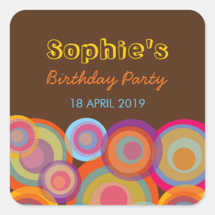 Pegatina Fiesta divertido con círculos pop arcoiri