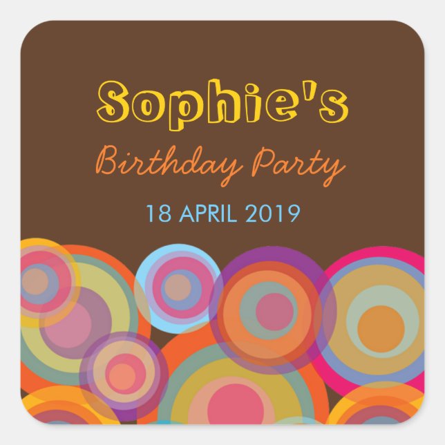 Pegatina Fiesta divertido con círculos pop arcoiri (Anverso)