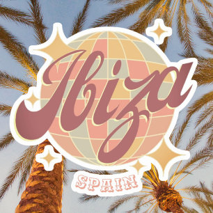 Pegatina Fiesta español Ibiza bola disco retro vintage