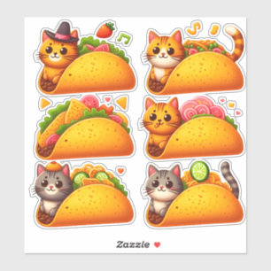 Pegatina Fiesta felina en un taco
