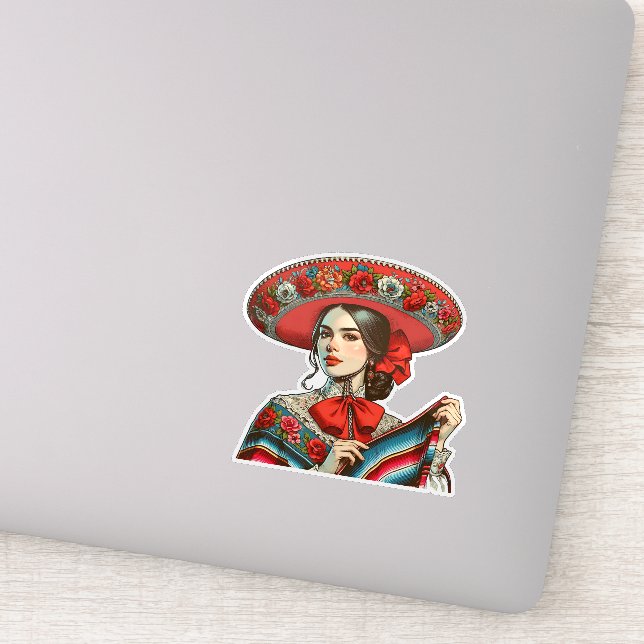 Pegatina Fiesta festiva mujer Mariachi (Detalle)