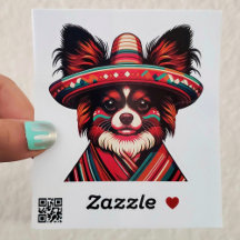 Fiesta Papillon Dog con Sombrero y Sarape
