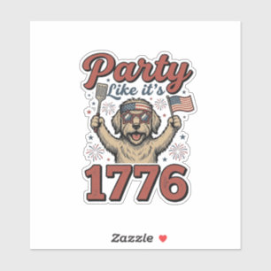 Pegatina Fiesta Patriótica de Perros Como Si Fuera 1776 Cam