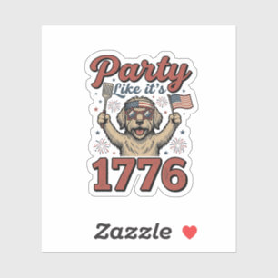 Pegatina Fiesta Patriótica de Perros Como Si Fuera 1776 Cam