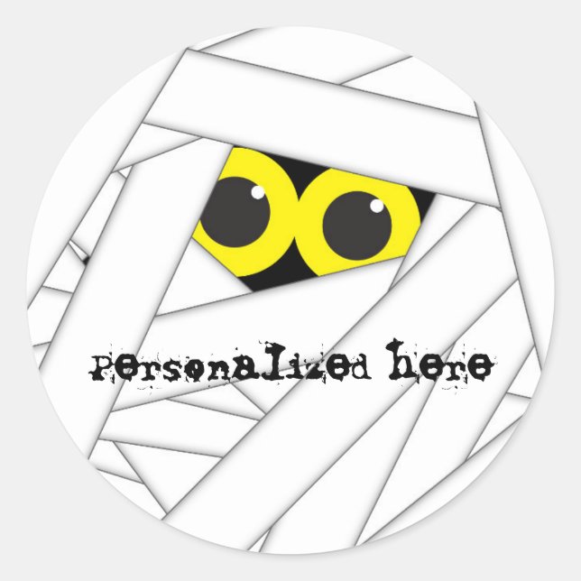 PEGATINA Fiesta personalizada de MUMMY Costume Hal (Anverso)