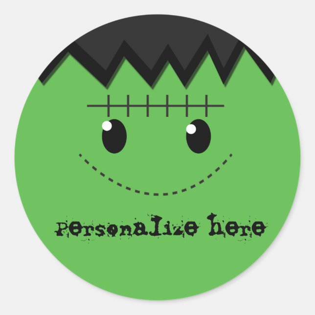 Pegatina Fiesta personalizado Frankenstein Hallowe (Anverso)