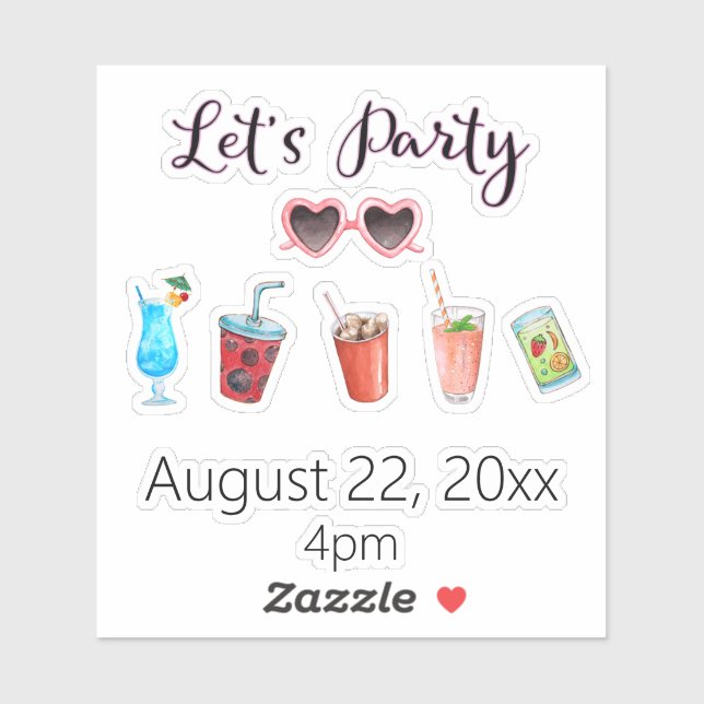 Pegatina Fiesta Summer Soiree Personalizado (Hoja)