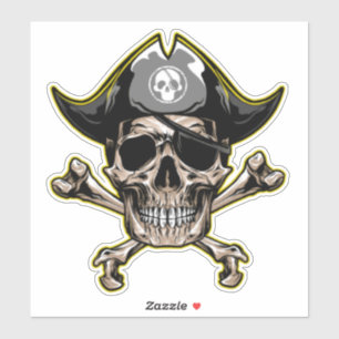 Pegatina fiesta temática pirata adulto Cross Bones