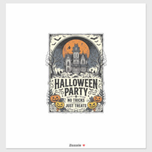 Pegatina Fiesta Vintage de Halloween Sin Trucos Solo Golosi