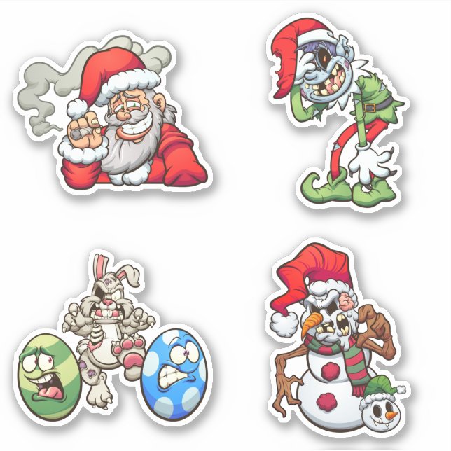 Pegatina Fiestas de Zombies - Navidad y Pascua (Anverso)