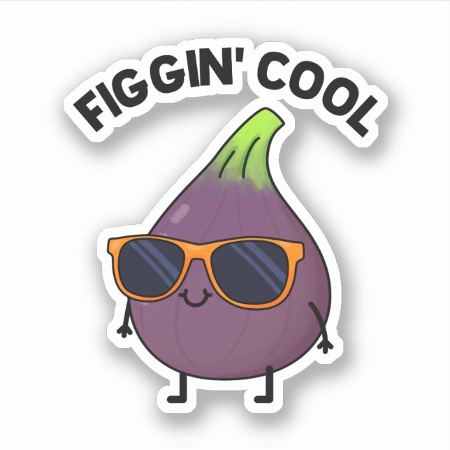 Pegatina Figgin Guay Funny Fig Food Pun (Anverso)