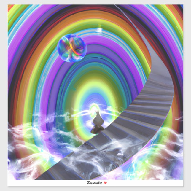 Pegatina Figura de misterio en el Stargate interdimensional (Hoja)