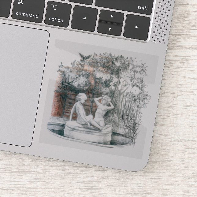 Pegatina Figuras blancas de los chicas de la fuente de la c (Detalle)