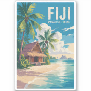 Pegatina Fiji Beach Hut Travel Art Vintage