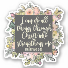 Pegatina Filipinas 4:13 Biblia Verse Bonito Pastel Floral