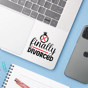 Pegatina Finalmente divorciado divertido   Humor de divorci