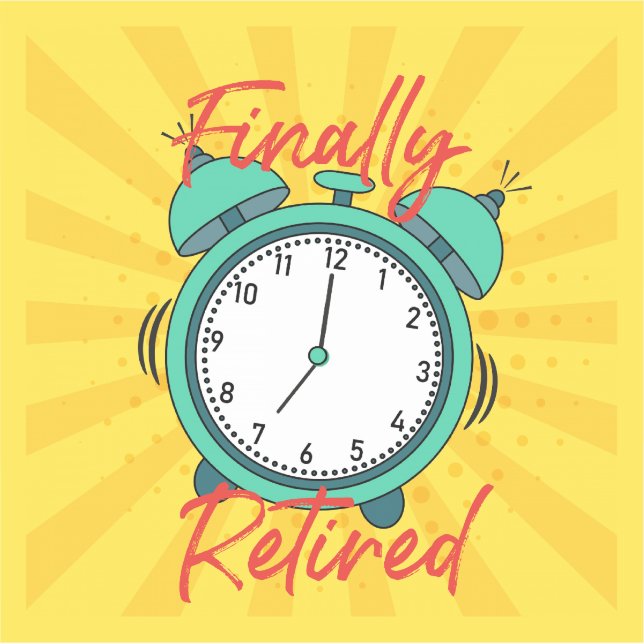 Pegatina Finalmente se retira, apaga el despertador, (Anverso)