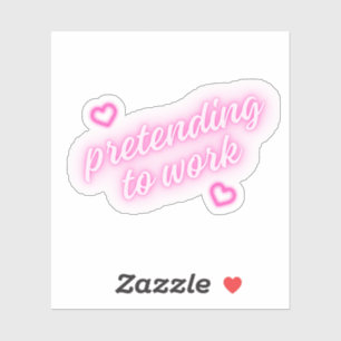 Pegatina Fingiendo trabajar   Corazones rosados neon divert