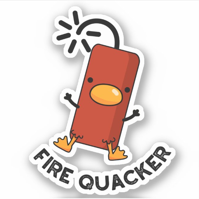 Pegatina Fire Quacker Funny Fireworks Pun (Anverso)