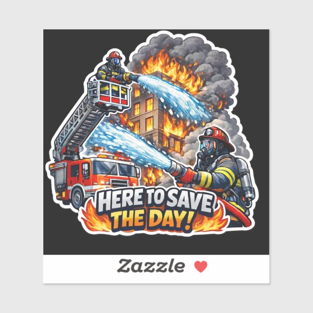 Pegatina Firefighter Save the Day Sticker (Hoja)