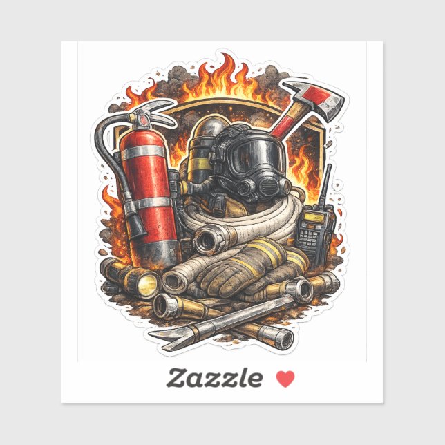 Pegatina Firefighter Tools Sticker, Fire Rescue Gear Decal, (Hoja)