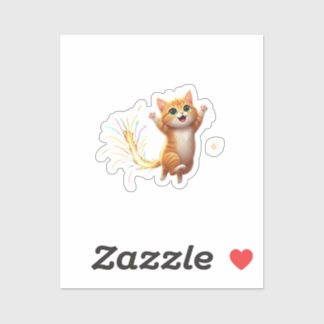 Pegatina Fireworks Tail Cat Jumping Feline New Year Sparkle