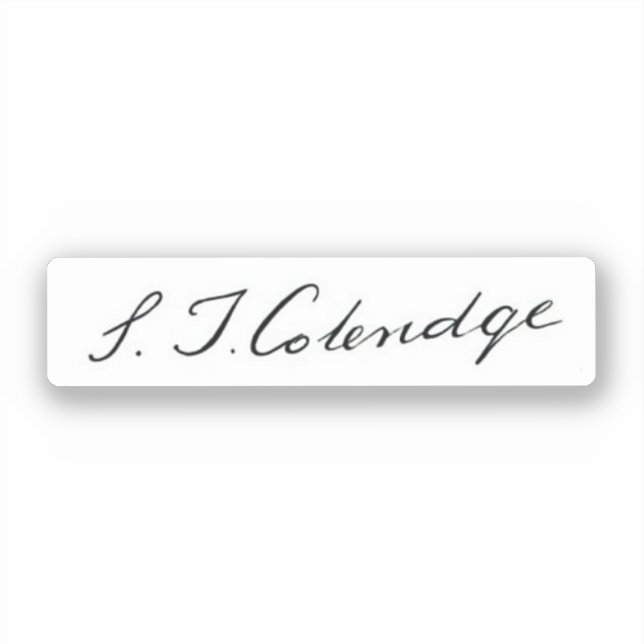 Pegatina Firma de Samuel Taylor Coleridge (Anverso)