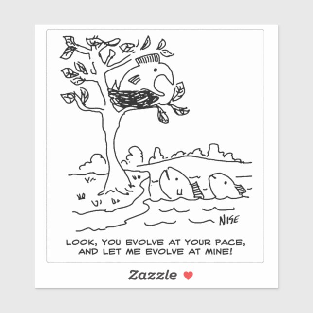 Pegatina Fish and Evolution Darwin Theory Personalizado. (Hoja)