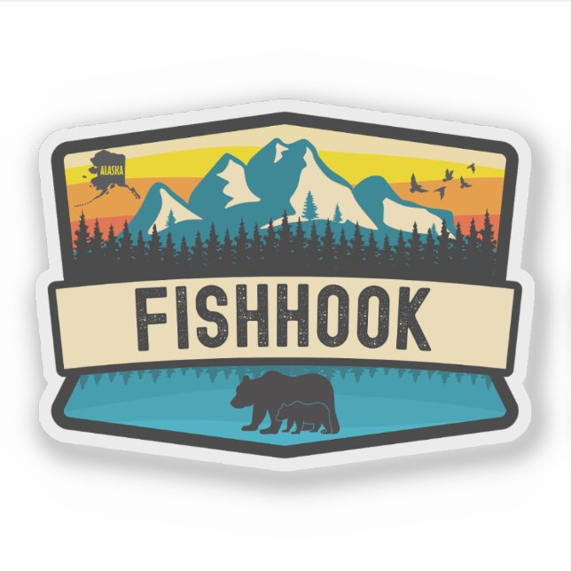 Pegatina Fishhook, Alaska (Anverso)