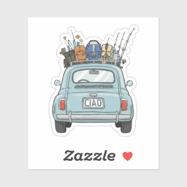 Pegatina Fishing Fiat Car (Hoja)