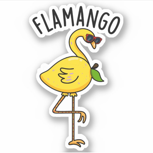Pegatina Fla-mango Funny Flamingo Pun (Anverso)