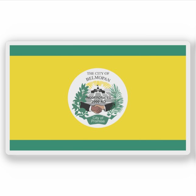 Pegatina Flag of the city of Belmopan, Belize (Anverso)
