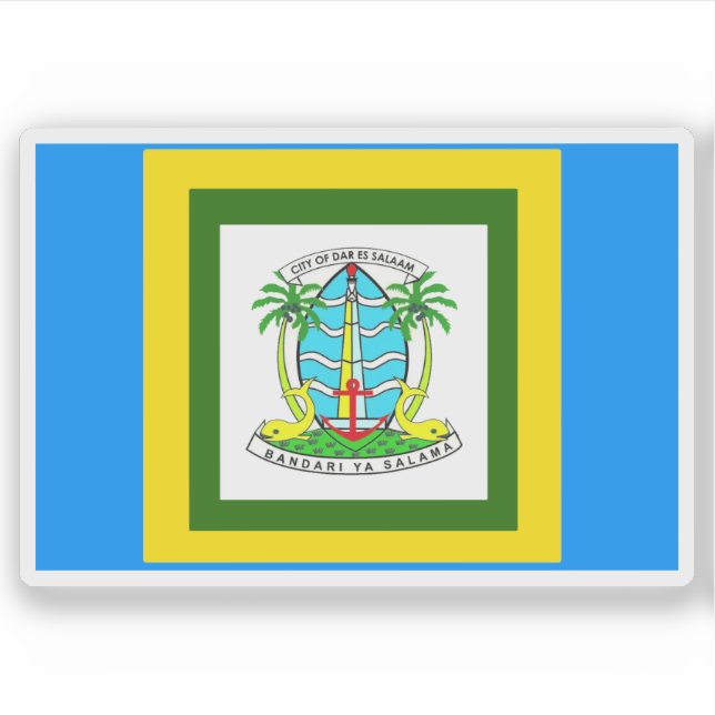 Pegatina Flag of the city of Dar es Salaam, Tanzania (Anverso)