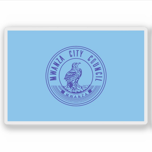 Pegatina Flag of the city of Mwanza (Rock City), Tanzania (Anverso)