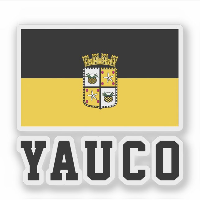 Pegatina Flag of Yauco, Puerto Rico (Anverso)