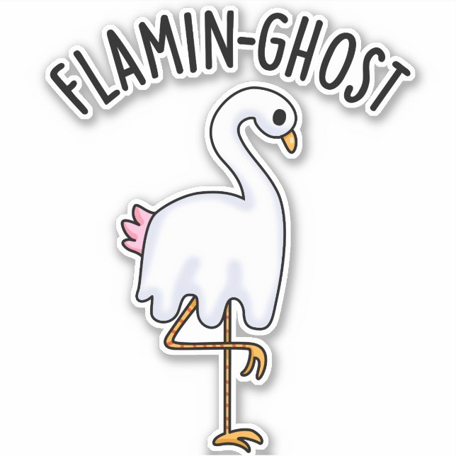 Pegatina Flamin-ghost Funny Flamingo Ghost Pun (Anverso)