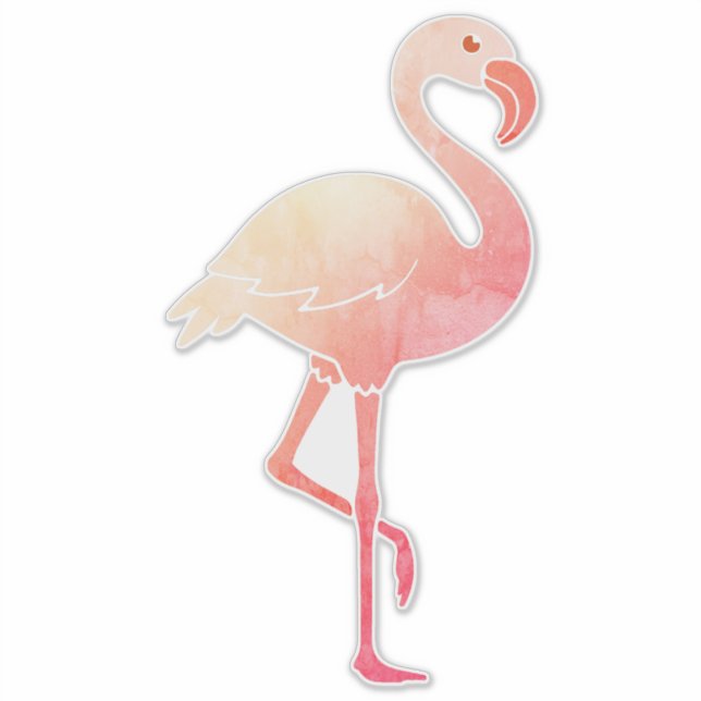 Pegatina Flamingo acuarela (Anverso)