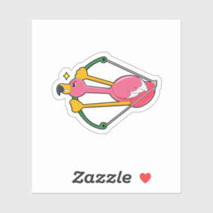 Pegatina Flamingo como flecha con arco