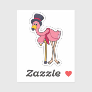 Pegatina Flamingo como pensionista con Gorra