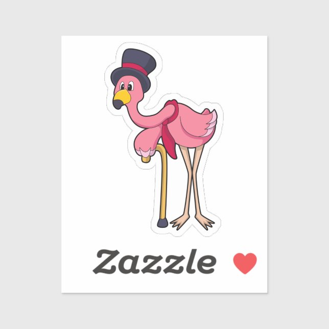 Pegatina Flamingo como pensionista con Gorra (Hoja)