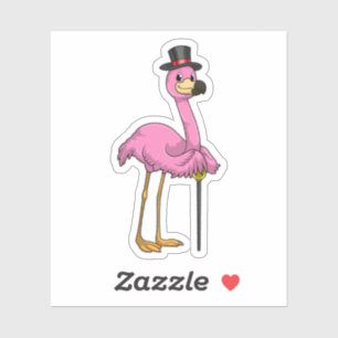 Pegatina Flamingo como pensionista con palo