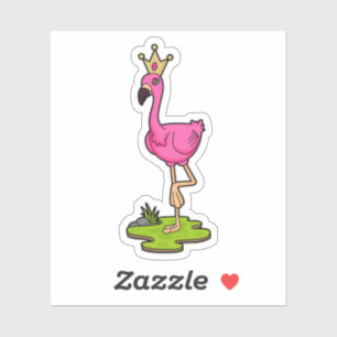 Pegatina Flamingo como princesa con corona