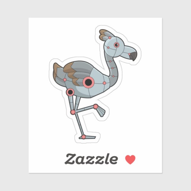 Pegatina Flamingo como Robot (Hoja)