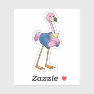 Pegatina Flamingo como secretario con Notepad