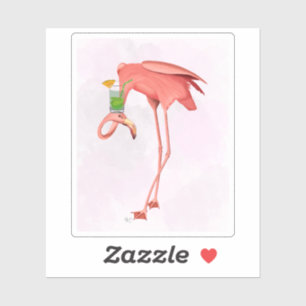 Pegatina Flamingo con cóctel