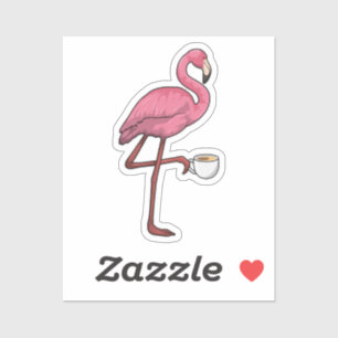 Pegatina Flamingo con Copa de Café